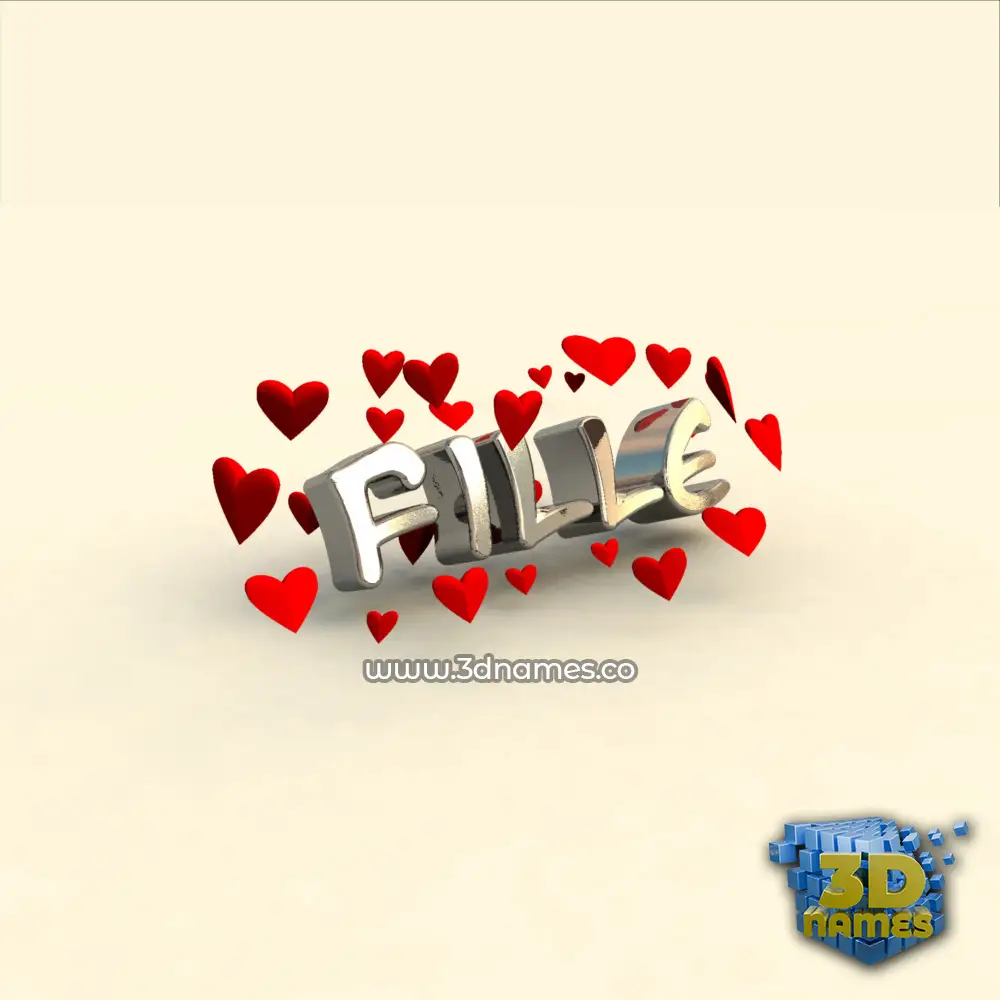 fille in In Love style - 3D name wallpaper