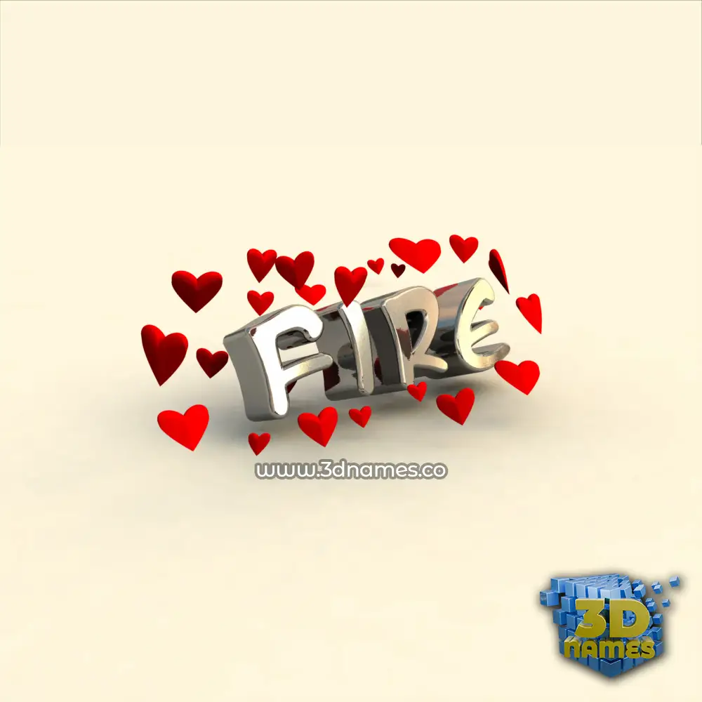 fire in In Love style - 3D name wallpaper