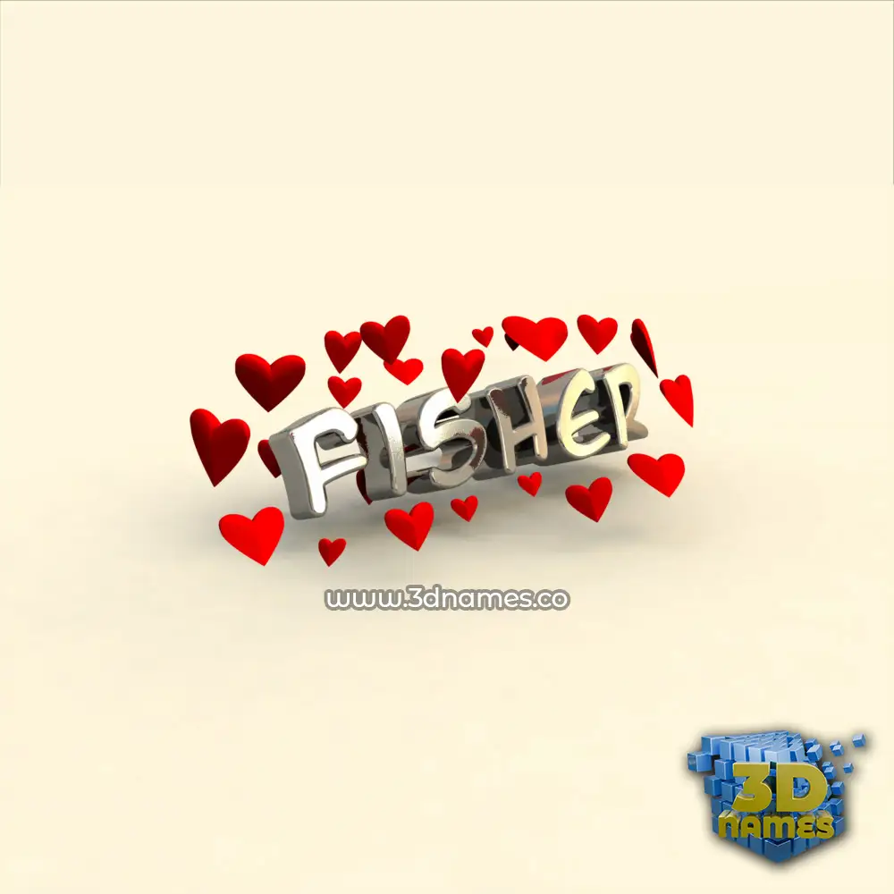 fisher in In Love style - 3D name wallpaper