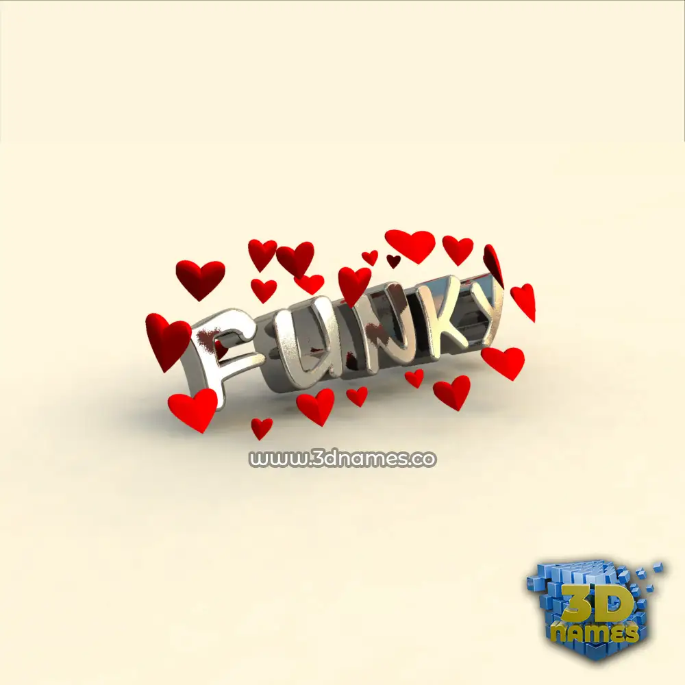 funky in In Love style - 3D name wallpaper