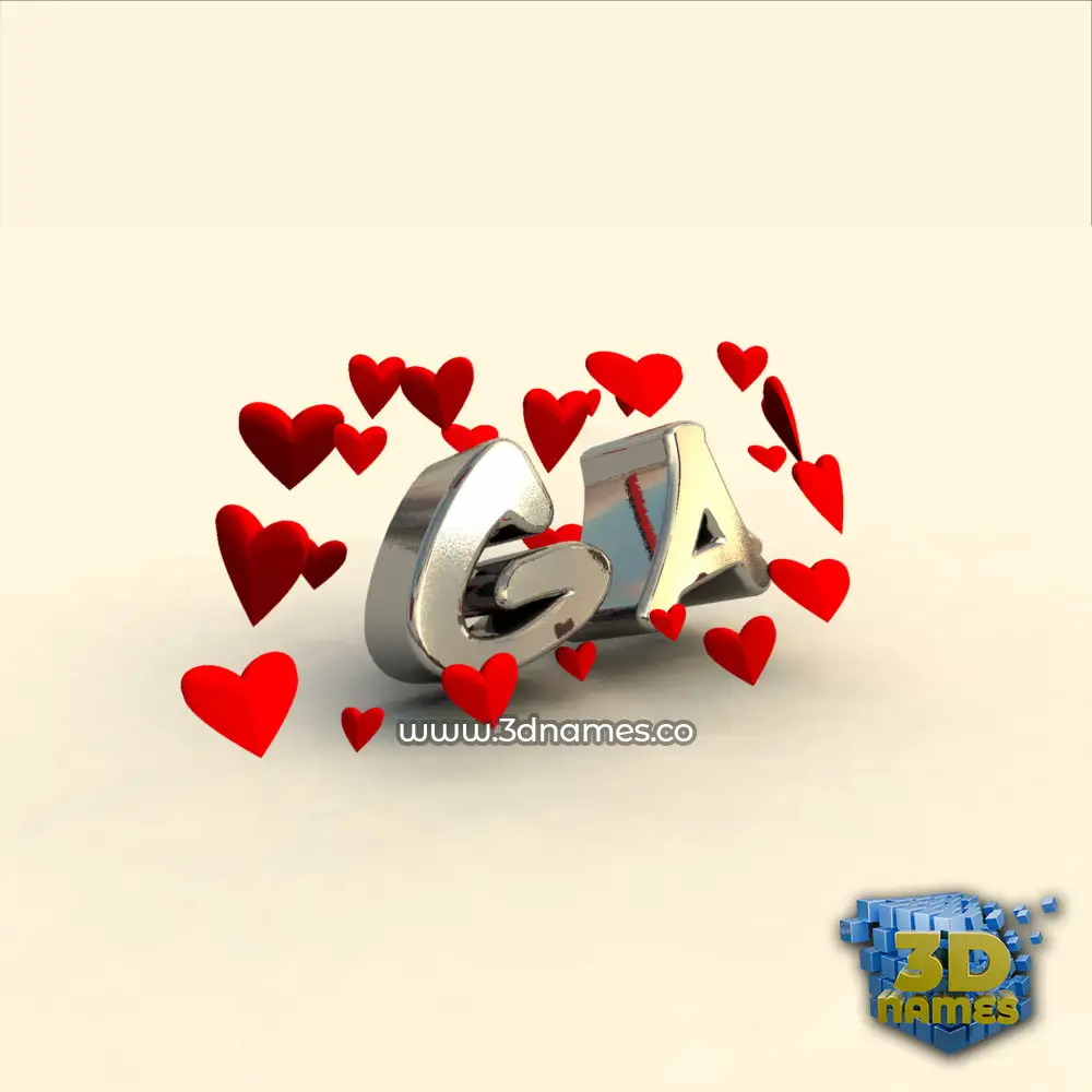 ga in In Love style - 3D name wallpaper