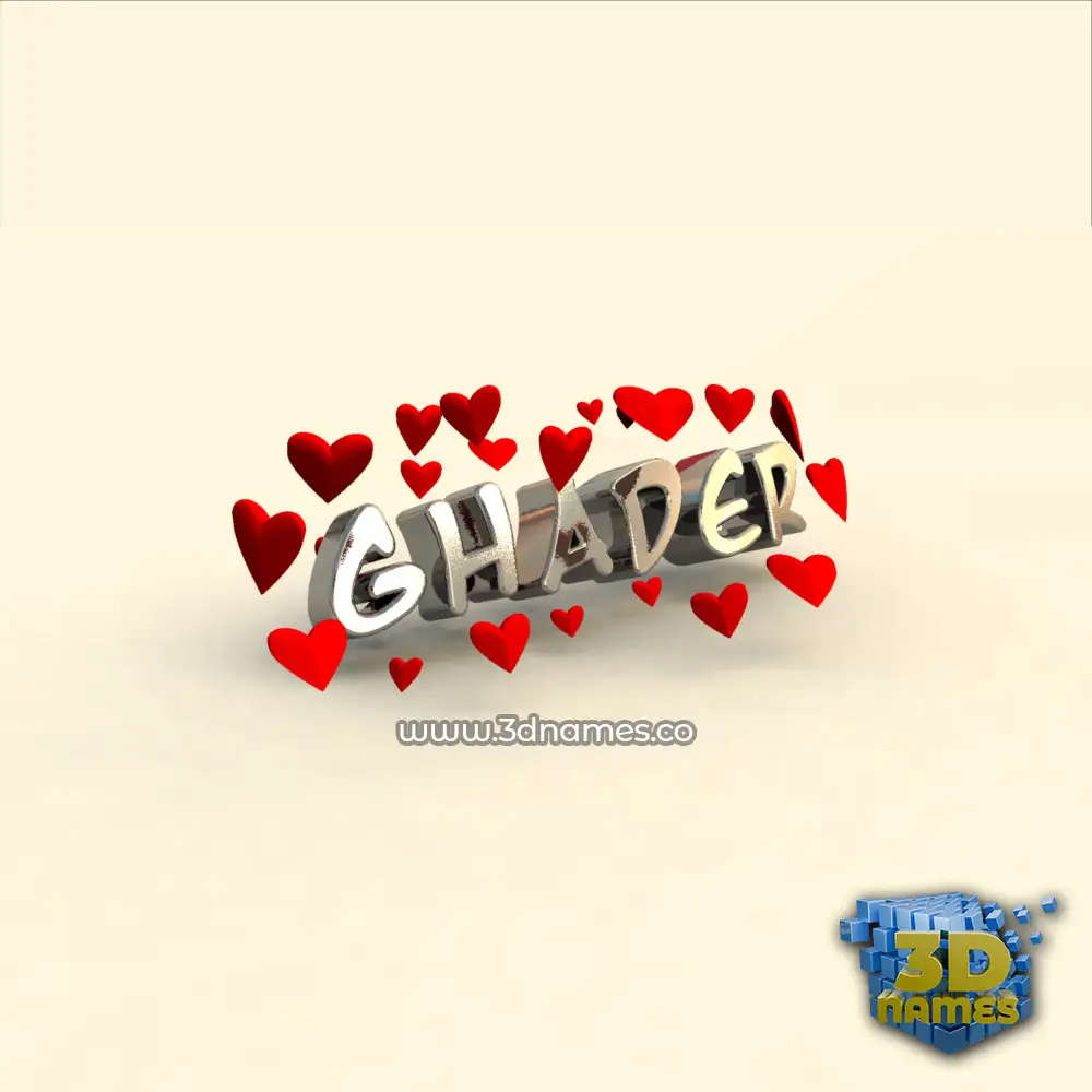 ghader in In Love style - 3D name wallpaper