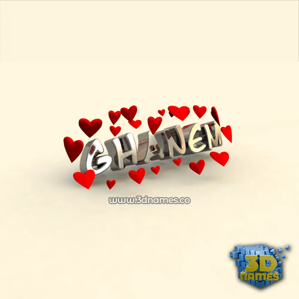 ghanem in In Love style - 3D name wallpaper