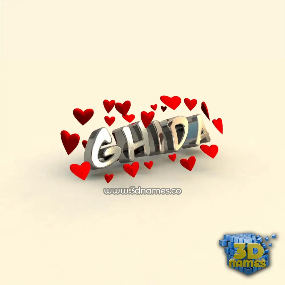 ghida in In Love style - 3D name wallpaper