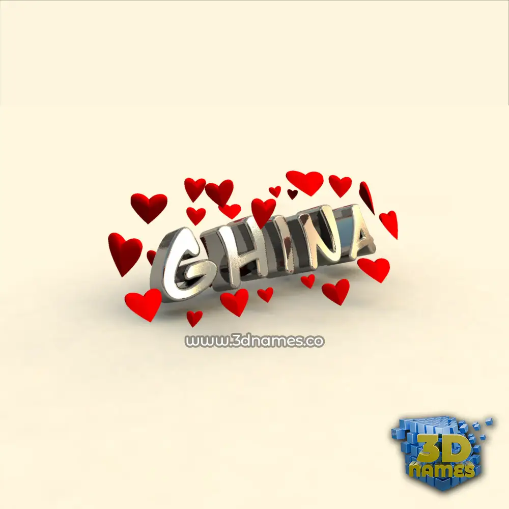 ghina in In Love style - 3D name wallpaper