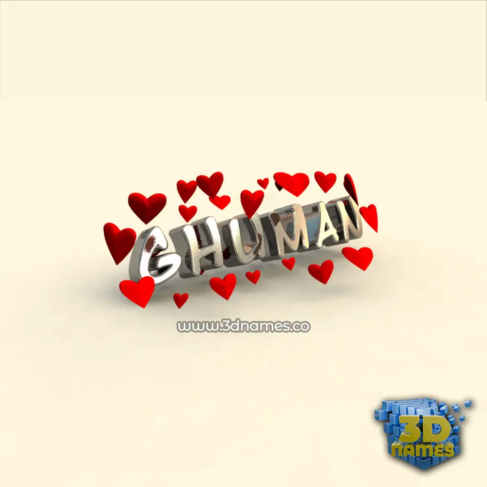 ghuman in In Love style - 3D name wallpaper