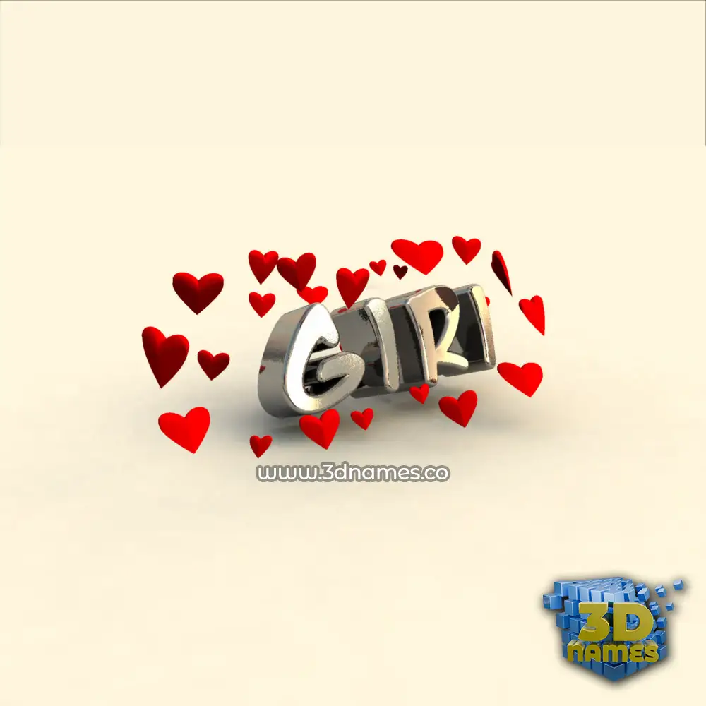 giri in In Love style - 3D name wallpaper