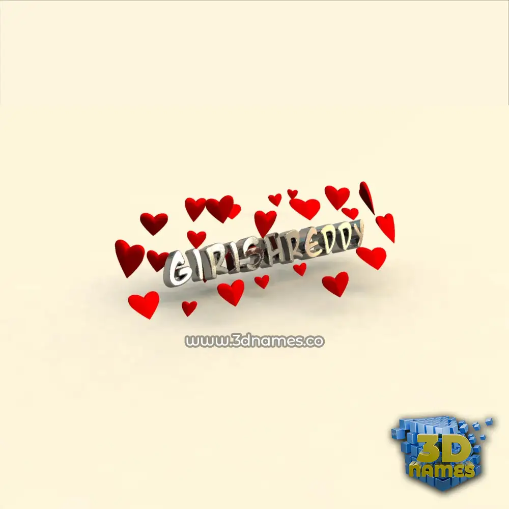 girishreddy in In Love style - 3D name wallpaper