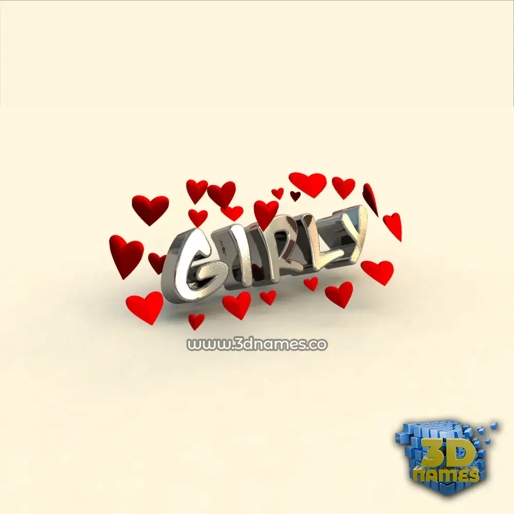 girly in In Love style - 3D name wallpaper