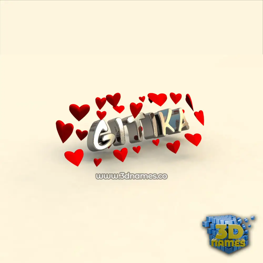 gitika in In Love style - 3D name wallpaper