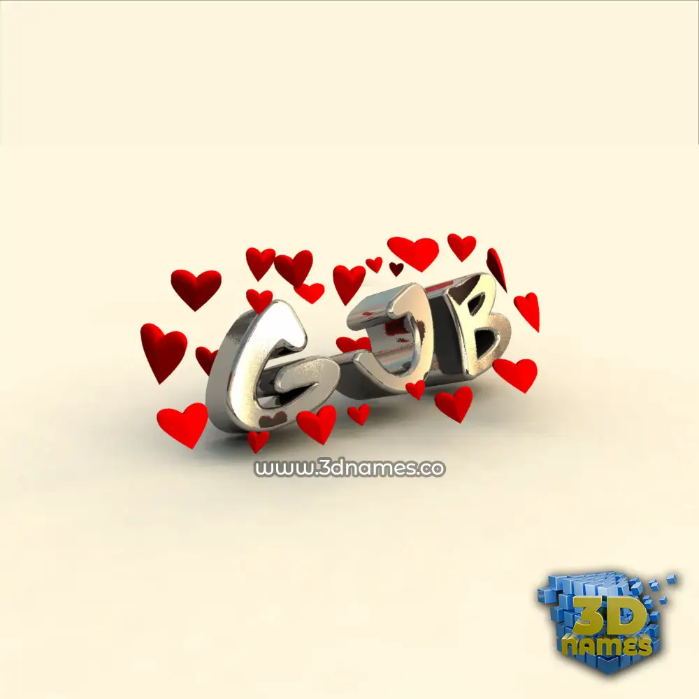 gjb in In Love style - 3D name wallpaper
