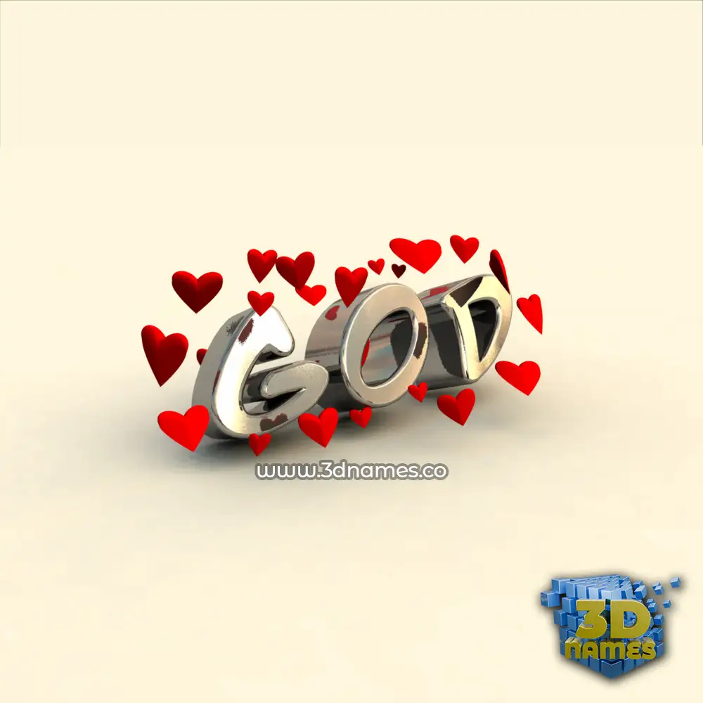 god in In Love style - 3D name wallpaper