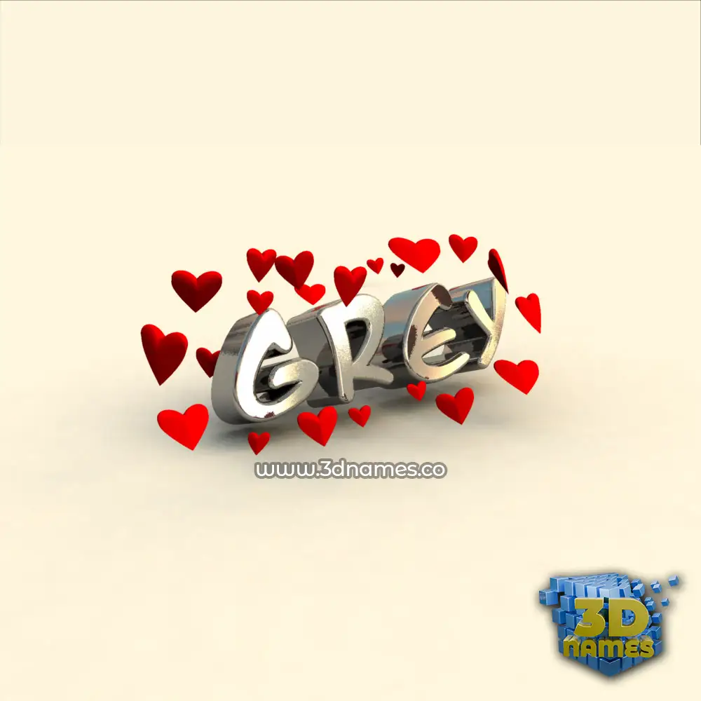 grey in In Love style - 3D name wallpaper
