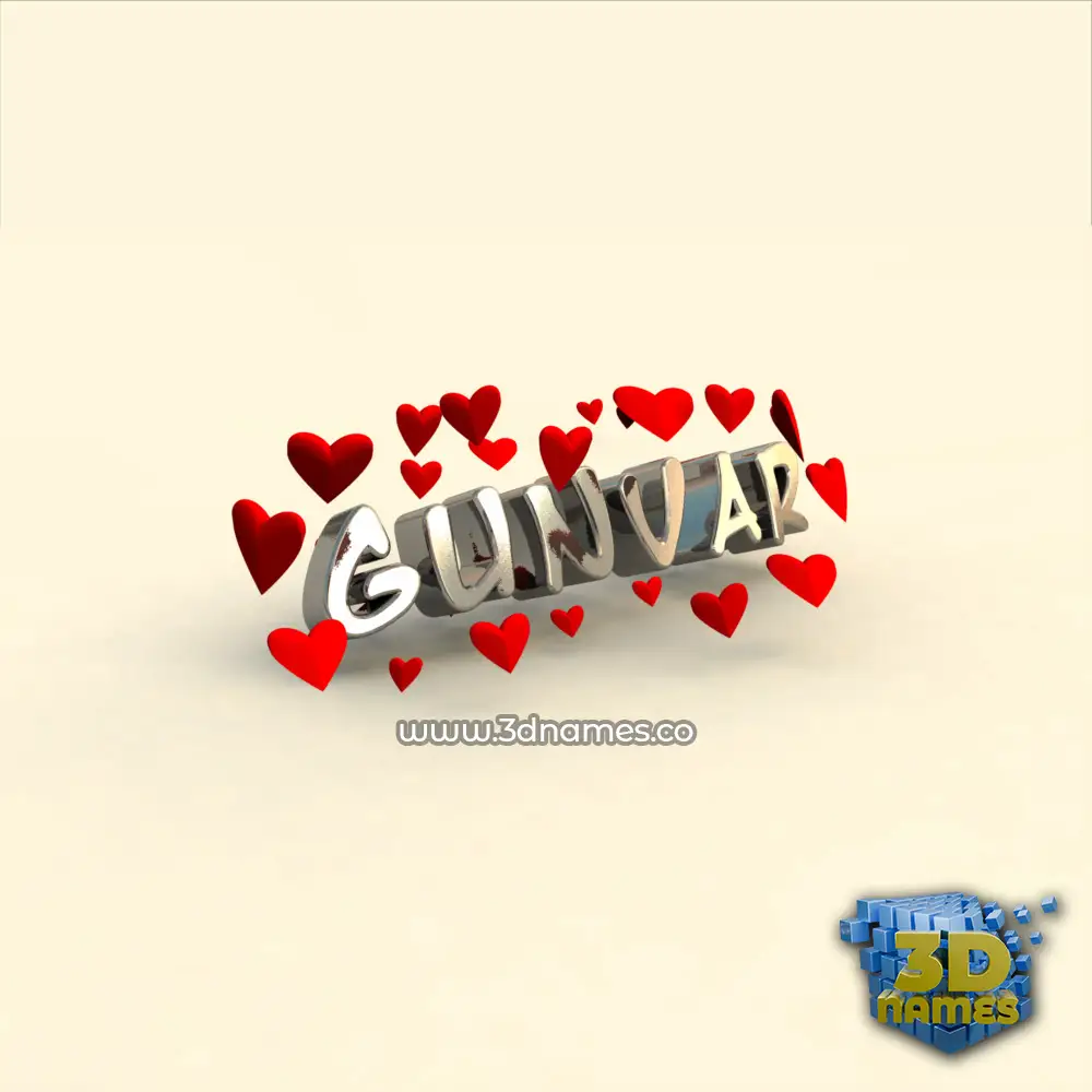 gunvar in In Love style - 3D name wallpaper