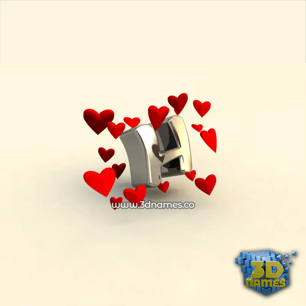 h in In Love style - 3D name wallpaper
