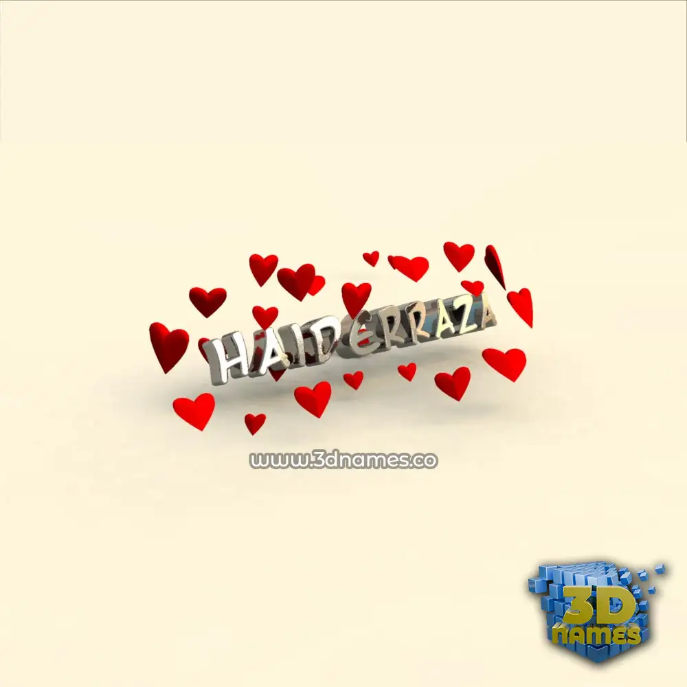 haiderraza in In Love style - 3D name wallpaper