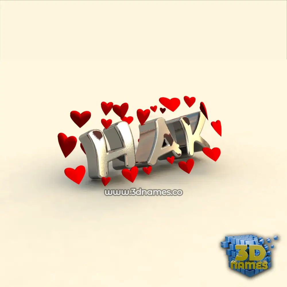 hak in In Love style - 3D name wallpaper