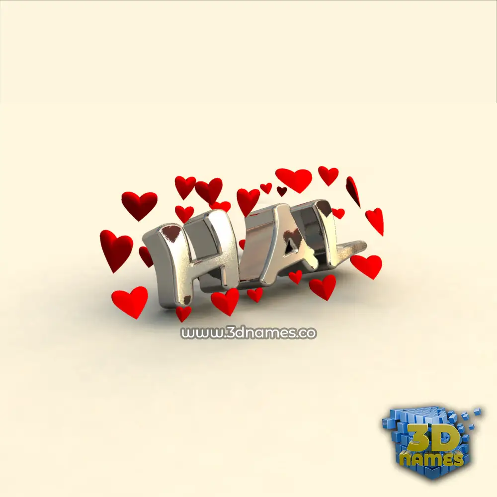 hal in In Love style - 3D name wallpaper