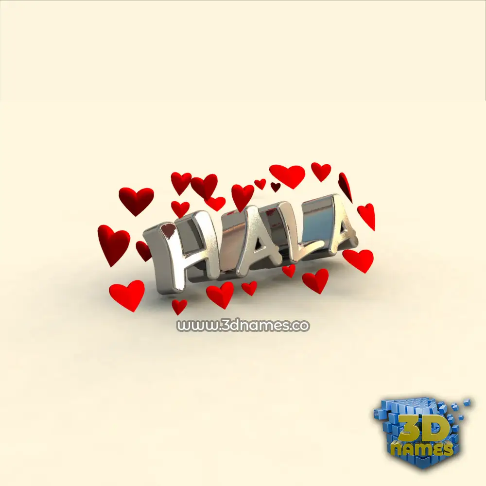 hala in In Love style - 3D name wallpaper