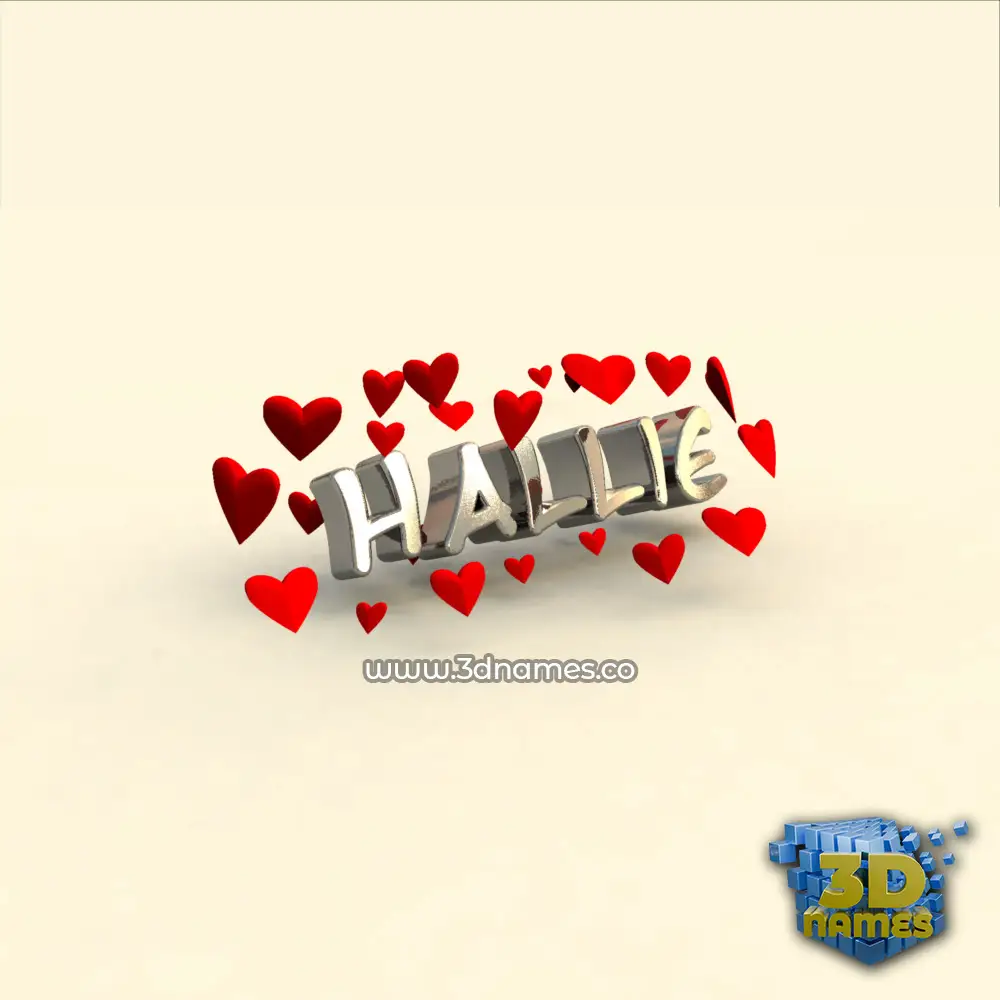 hallie in In Love style - 3D name wallpaper