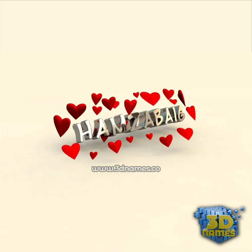 hamzabaig in In Love style - 3D name wallpaper