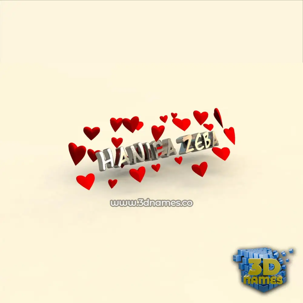 hanifa zeba in In Love style - 3D name wallpaper