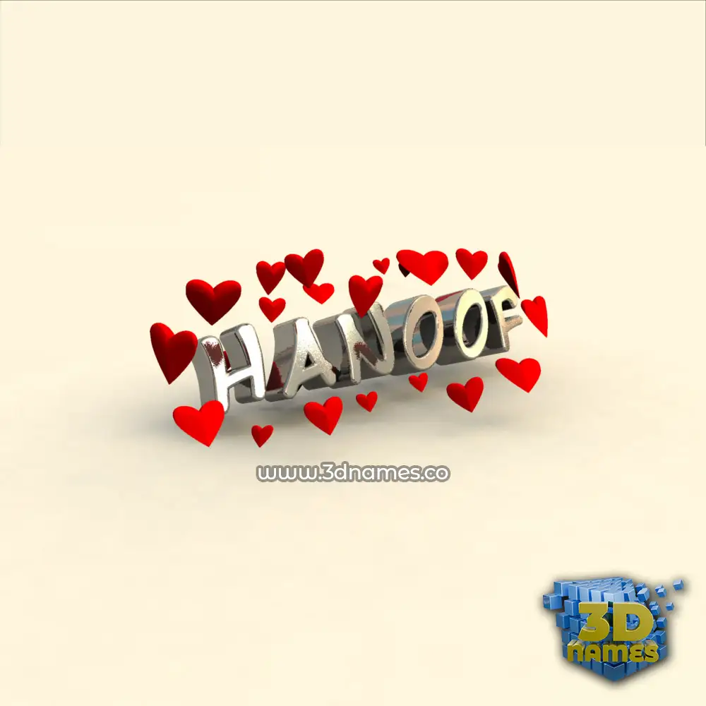 hanoof in In Love style - 3D name wallpaper