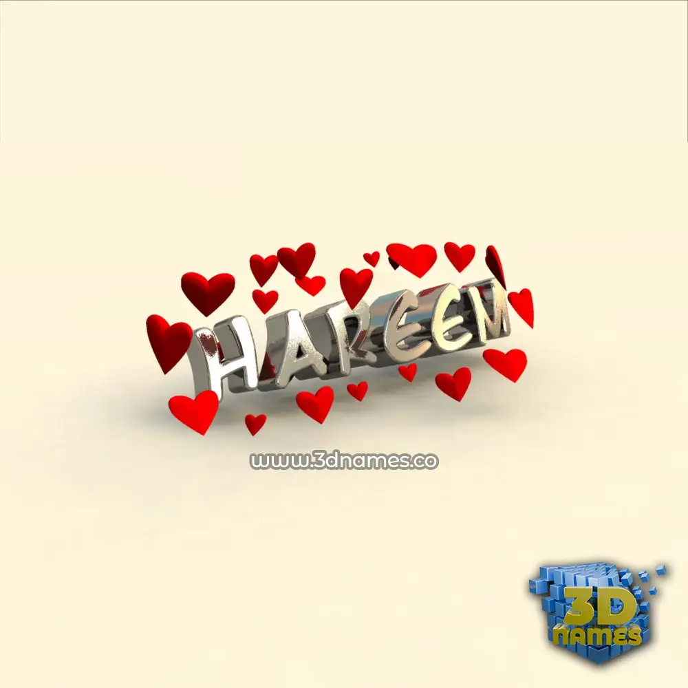 hareem in In Love style - 3D name wallpaper