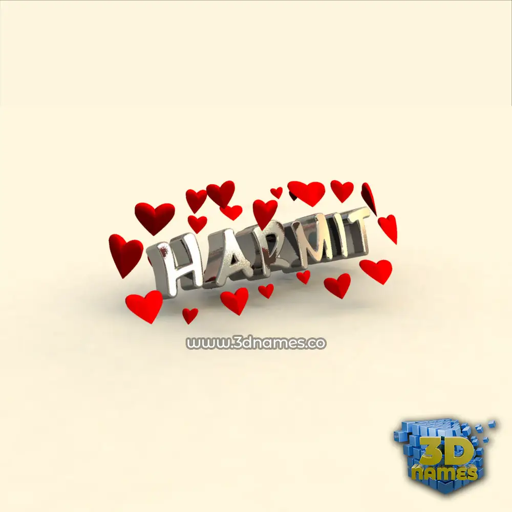 harmit in In Love style - 3D name wallpaper