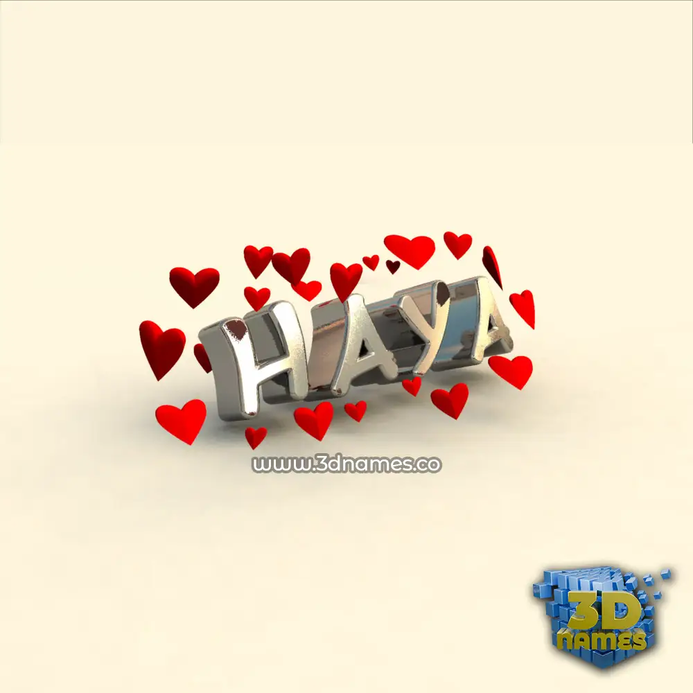 haya in In Love style - 3D name wallpaper