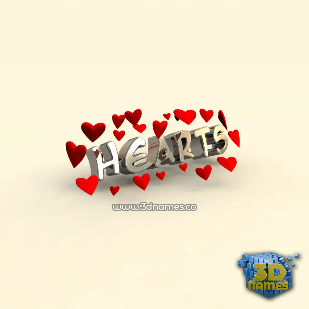hearts in In Love style - 3D name wallpaper