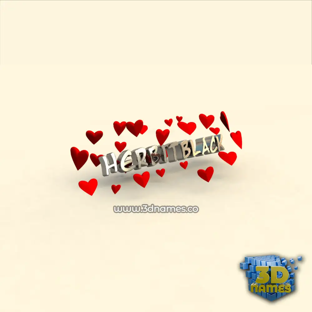 herbitblack in In Love style - 3D name wallpaper