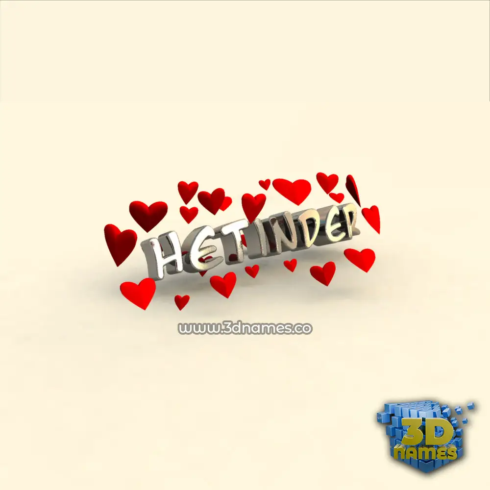 hetinder in In Love style - 3D name wallpaper