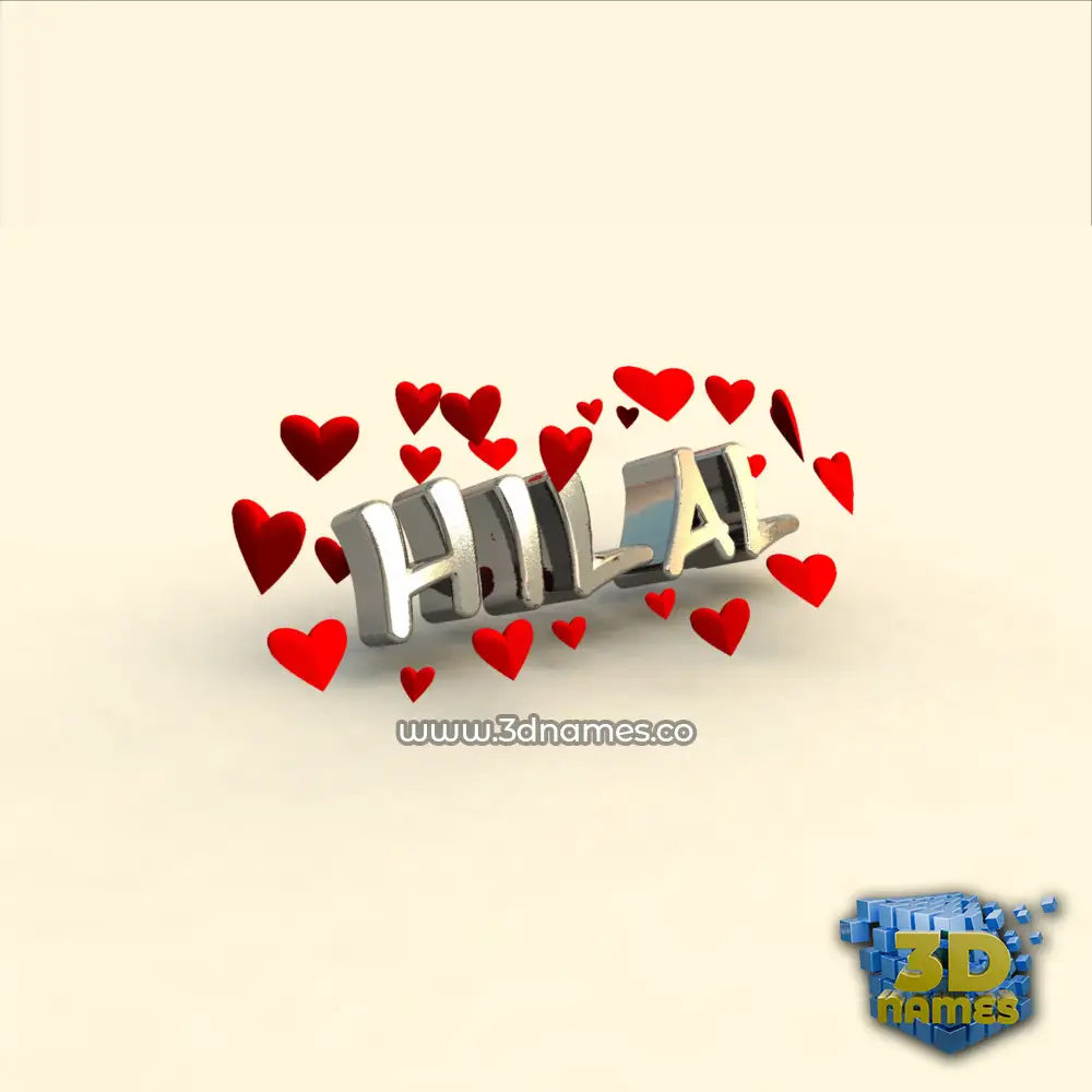 hilal in In Love style - 3D name wallpaper