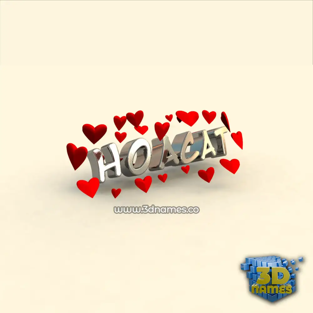 hoacat in In Love style - 3D name wallpaper