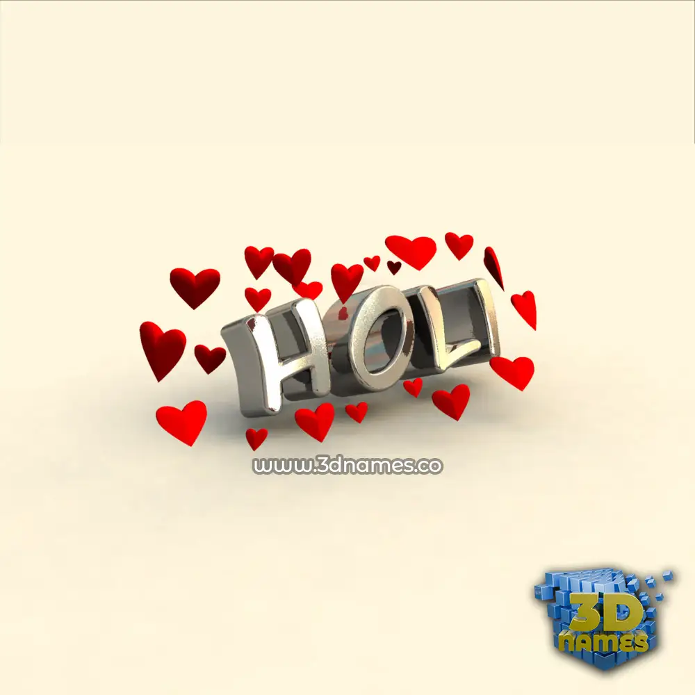 holi in In Love style - 3D name wallpaper