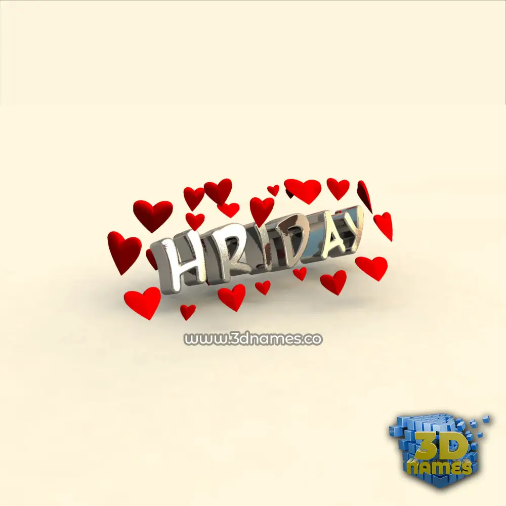 hriday in In Love style - 3D name wallpaper