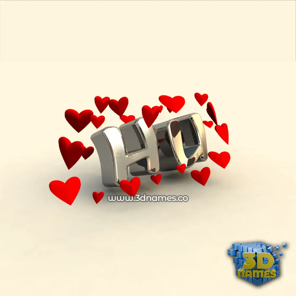 hu in In Love style - 3D name wallpaper