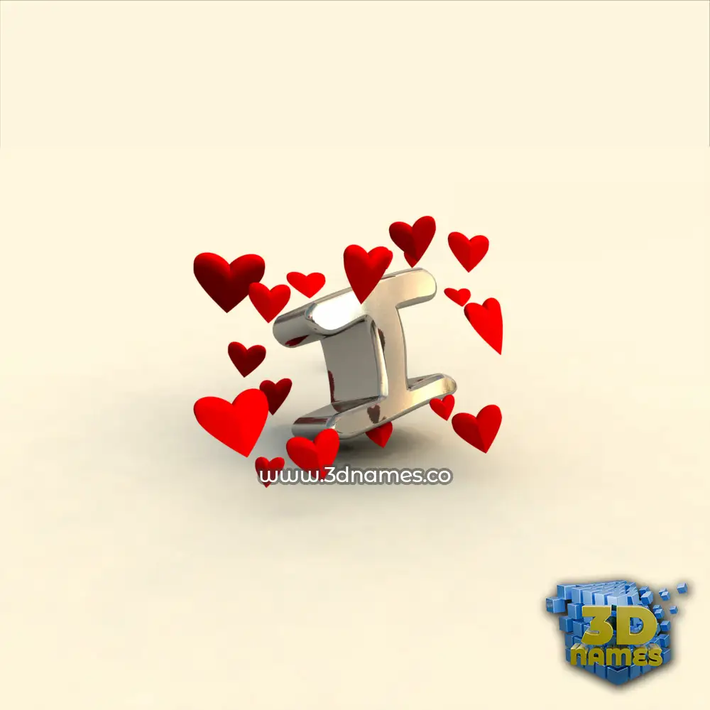 i in In Love style - 3D name wallpaper