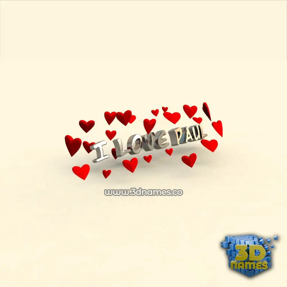 i love paul in In Love style - 3D name wallpaper