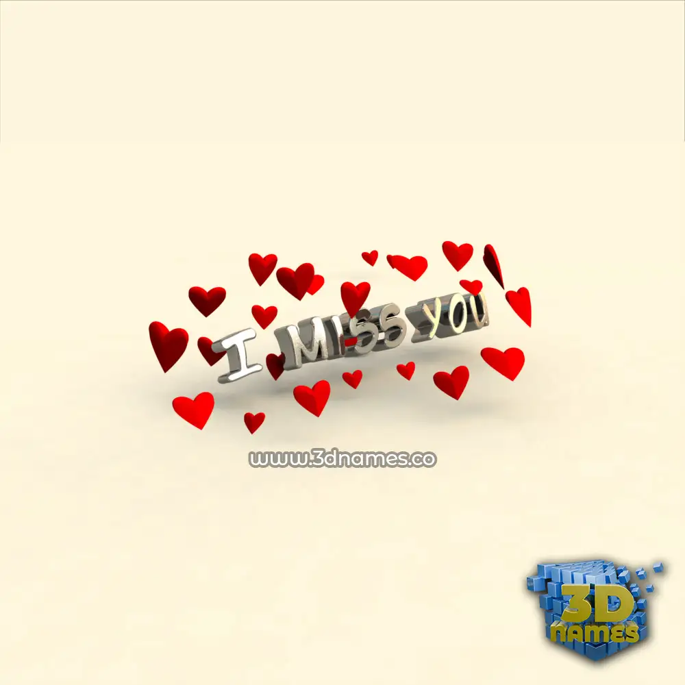 i miss you in In Love style - 3D name wallpaper