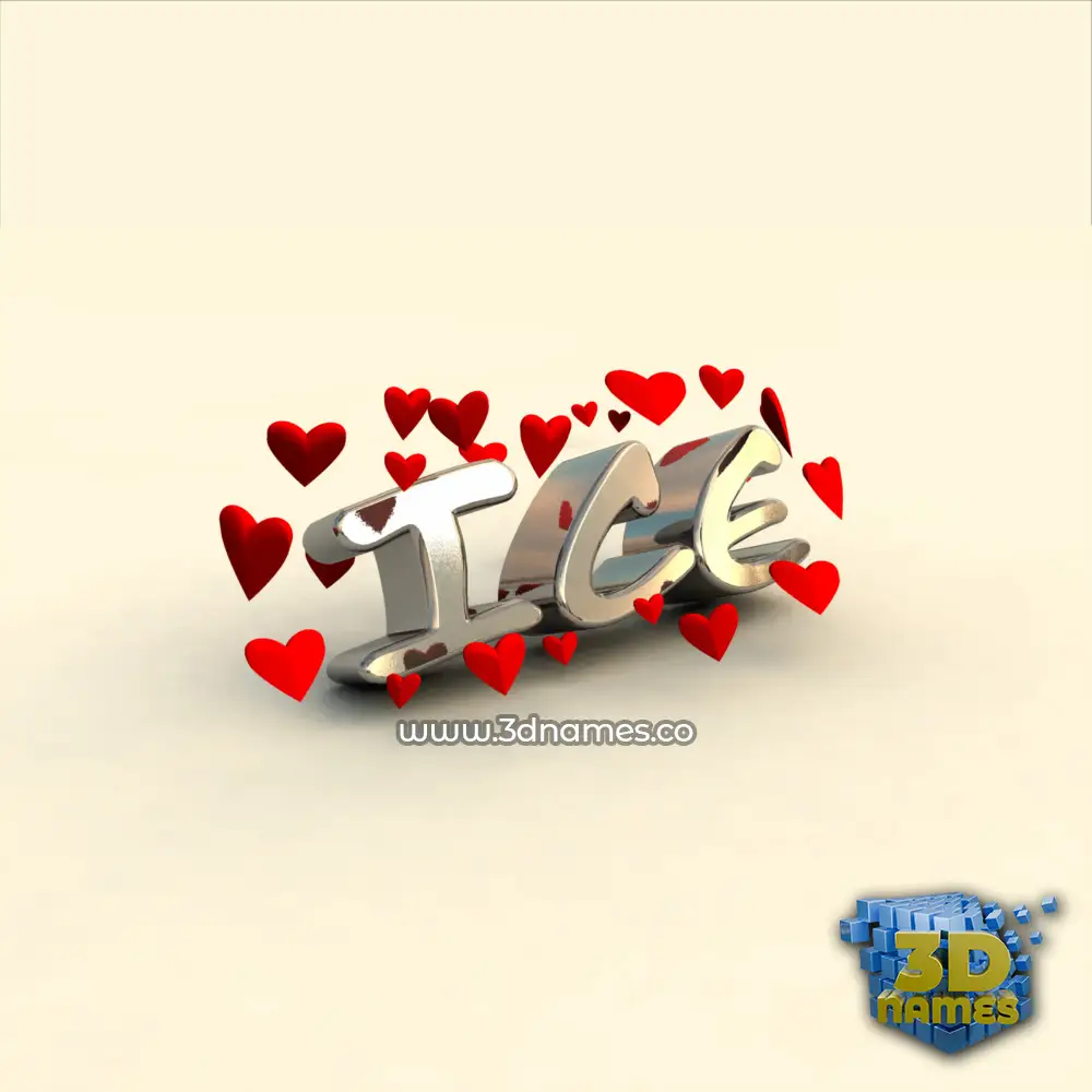 ice in In Love style - 3D name wallpaper