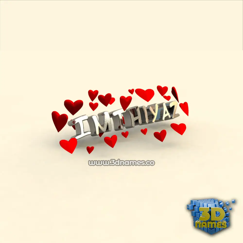 imthiyaz in In Love style - 3D name wallpaper