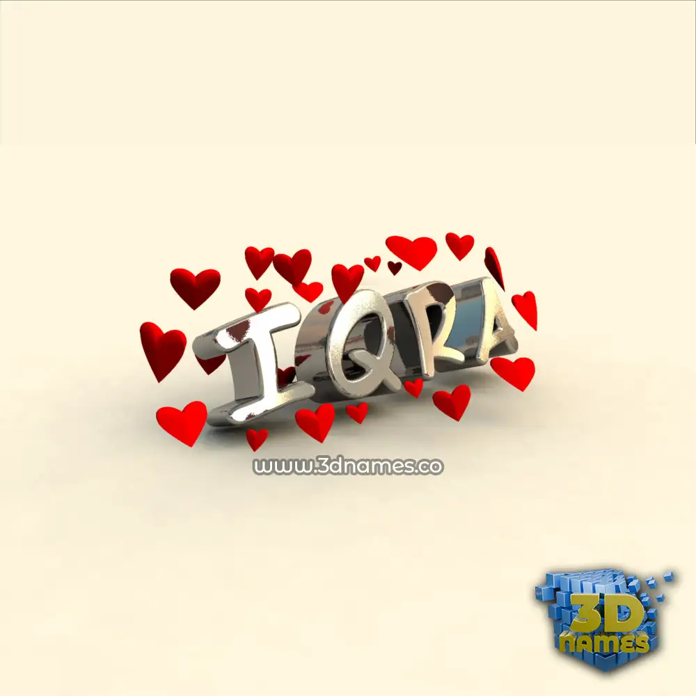 iqra in In Love style - 3D name wallpaper