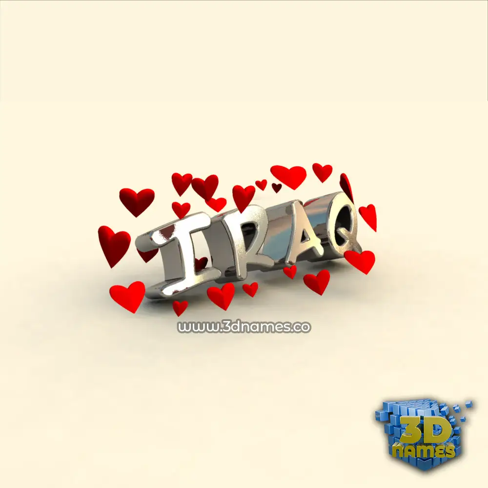 iraq in In Love style - 3D name wallpaper