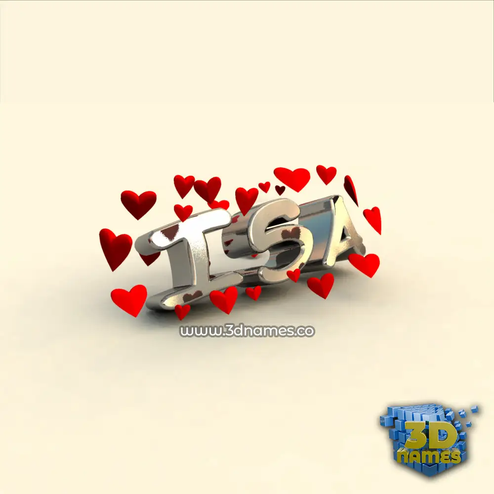 isa in In Love style - 3D name wallpaper