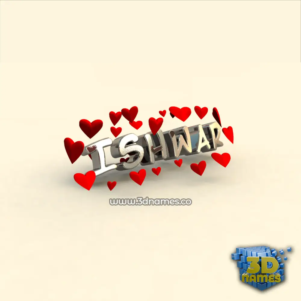 ishwar in In Love style - 3D name wallpaper
