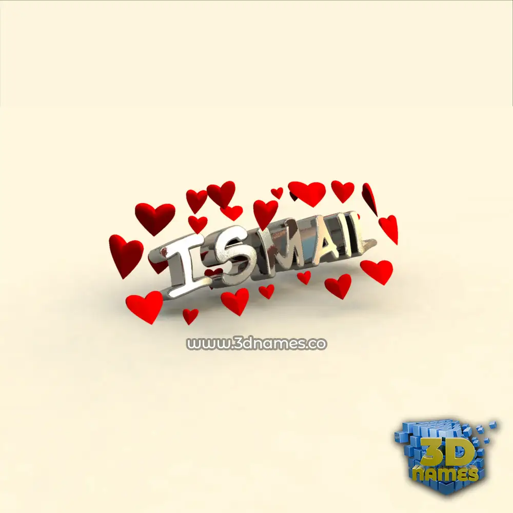 ismail in In Love style - 3D name wallpaper