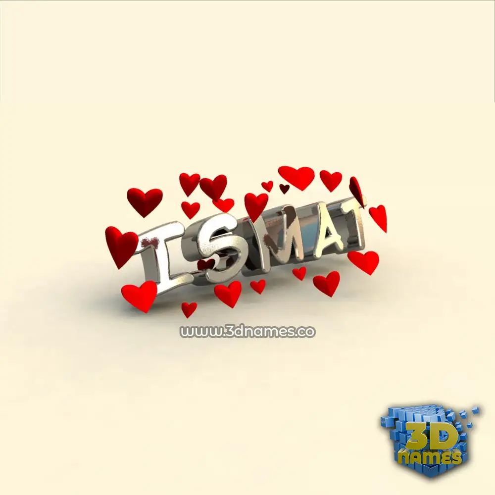 ismat in In Love style - 3D name wallpaper