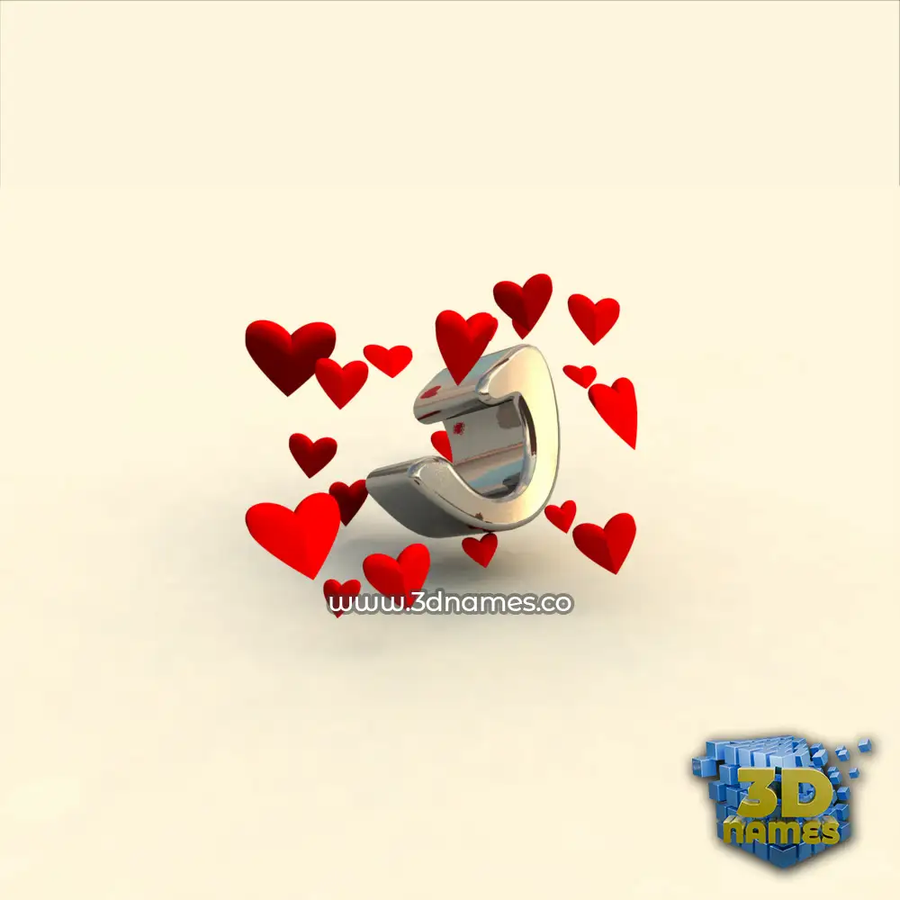 j in In Love style - 3D name wallpaper